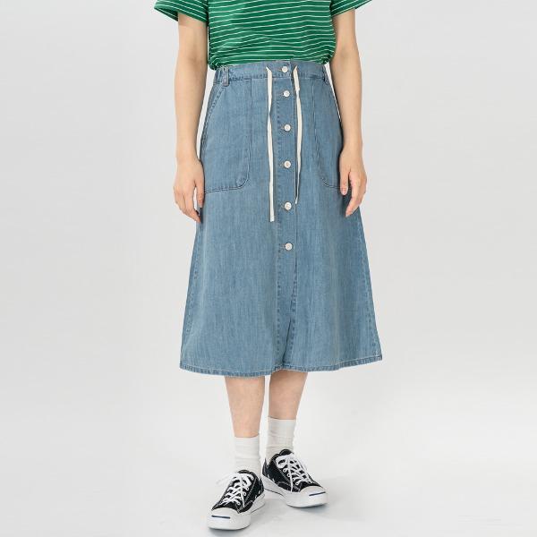 프랑 버튼 데님 스커트 (연청)