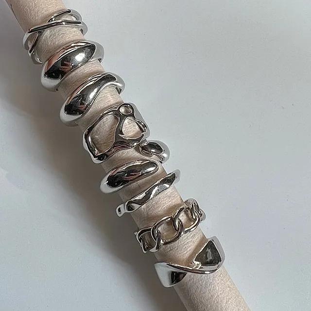 데일리 볼드 크로스 꼬임 반지 모음