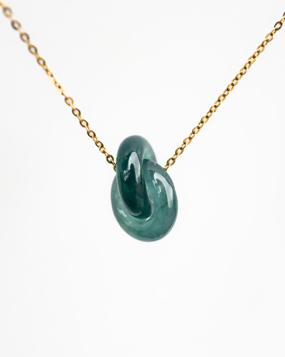 A Jade Jade Necklace Eternal Doubling Double Heart Pendant Jade