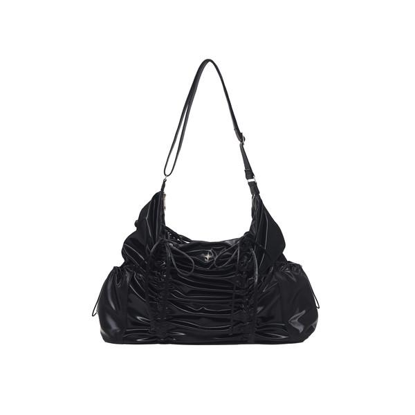 [예약배송] String ribbon large hobo bag Glossy black
