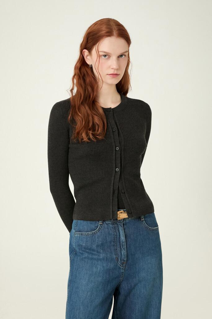 [DKNY] 리브드 베이직 니트 가디건