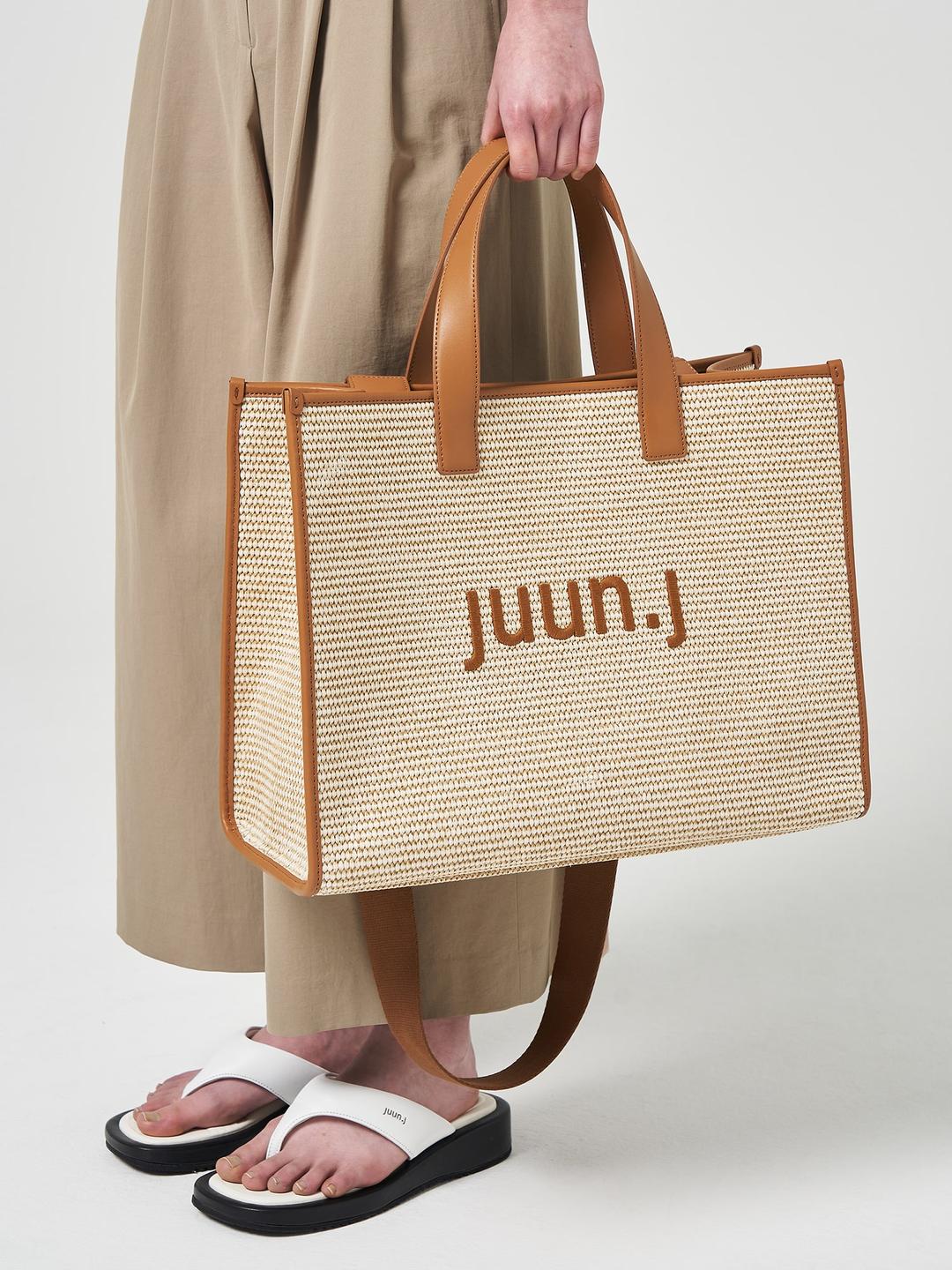 [시즌오프] 라피아 쇼퍼백 - 베이지