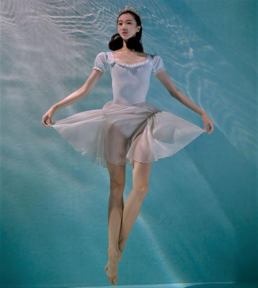 아발배 성인 발레 레오타드 Princess 오로라 링클 미디 스커트 베이지 Aurora Wrinkle Midi Skirt Beige