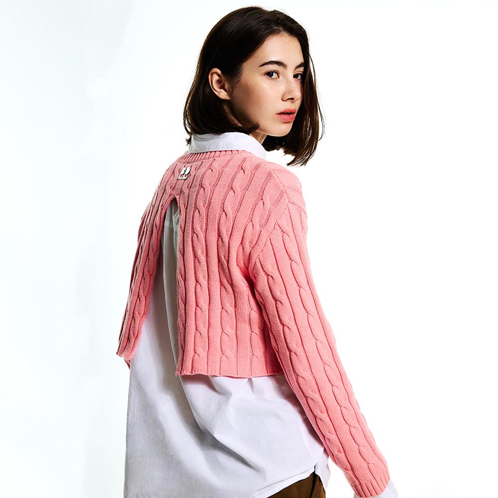 슬릿 백 크롭 니트(PINK)