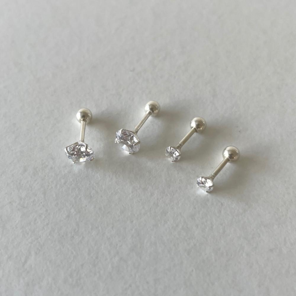 [믿고사는] (개당)실버925 3mm 5mm 스왈 큐빅 심플 레이어드 피어싱