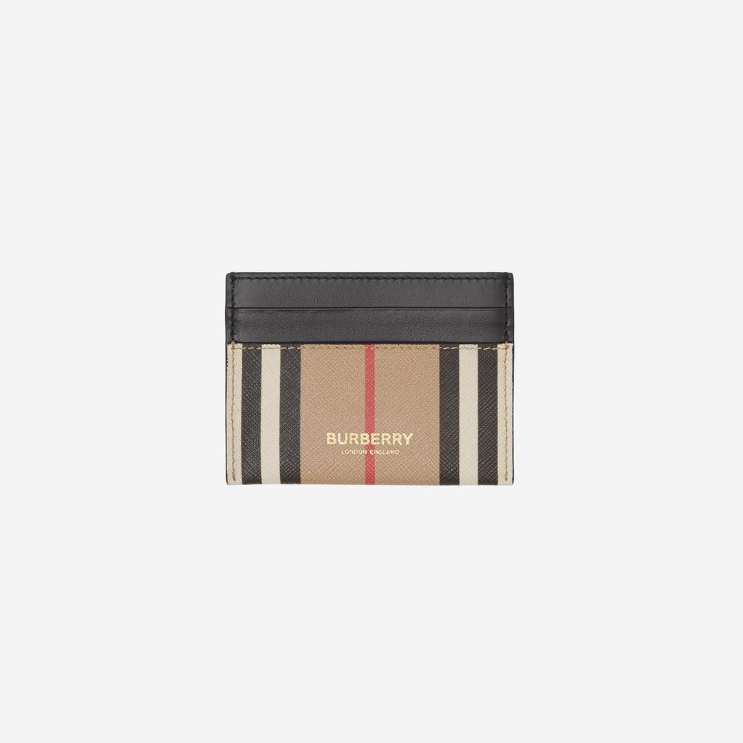 Burberry Icon Stripe Leather Card Case Archive Beige