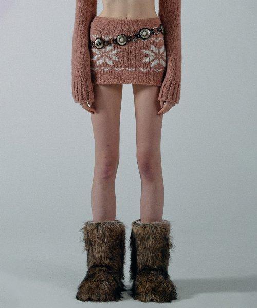 Nordic Knit Micro Skirt Pink
