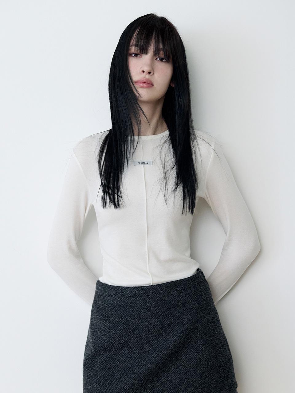 LINE DETAIL WOOL LONG SLEEVE IVORY