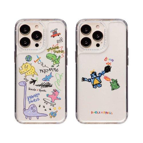 DINO DOODLE / CRAYON 투명 교체형 폰케이스 (클리어커버+클리어바디프레임세트)