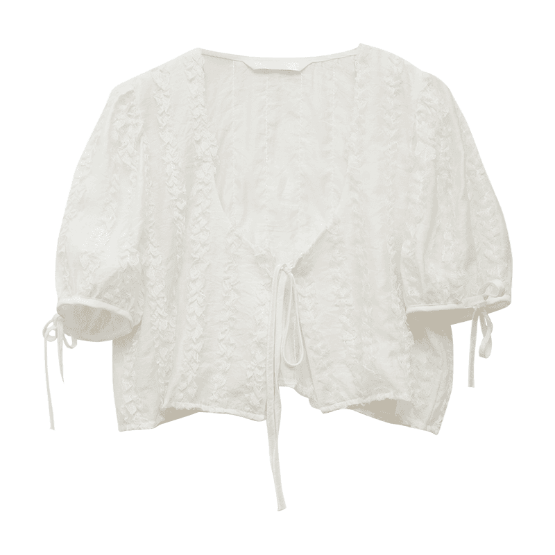 페미닌레이스 크롭블라우스