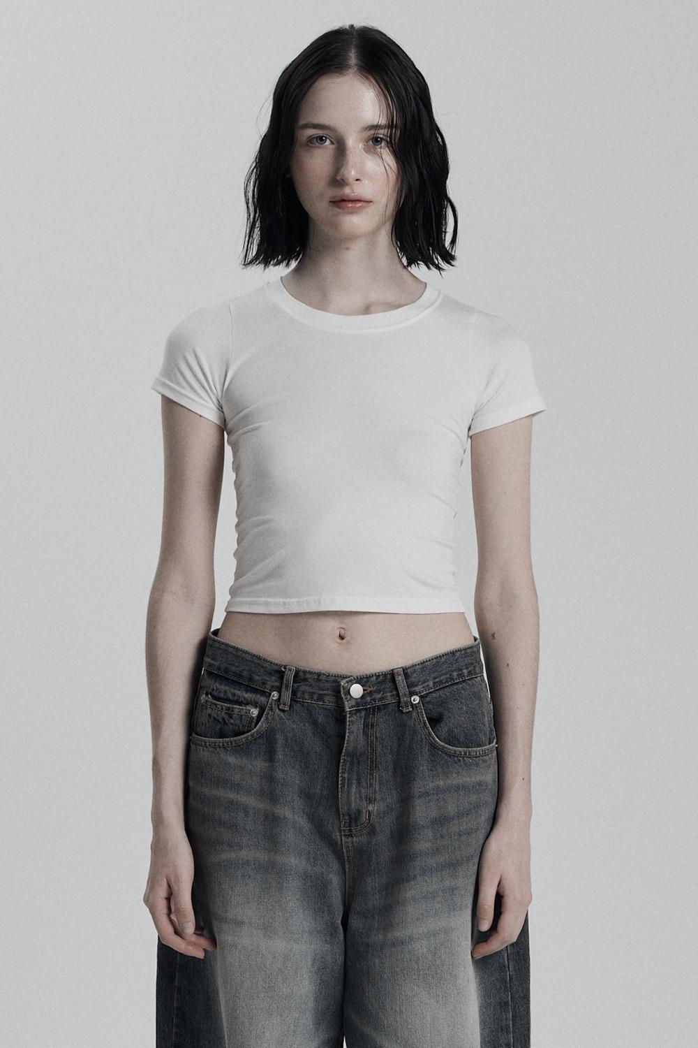 BASIC ROUND CROP T-SHIRT WHITE