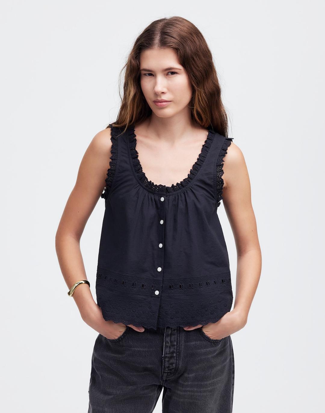 Embroidered Ruffle-Trim Top | Madewell