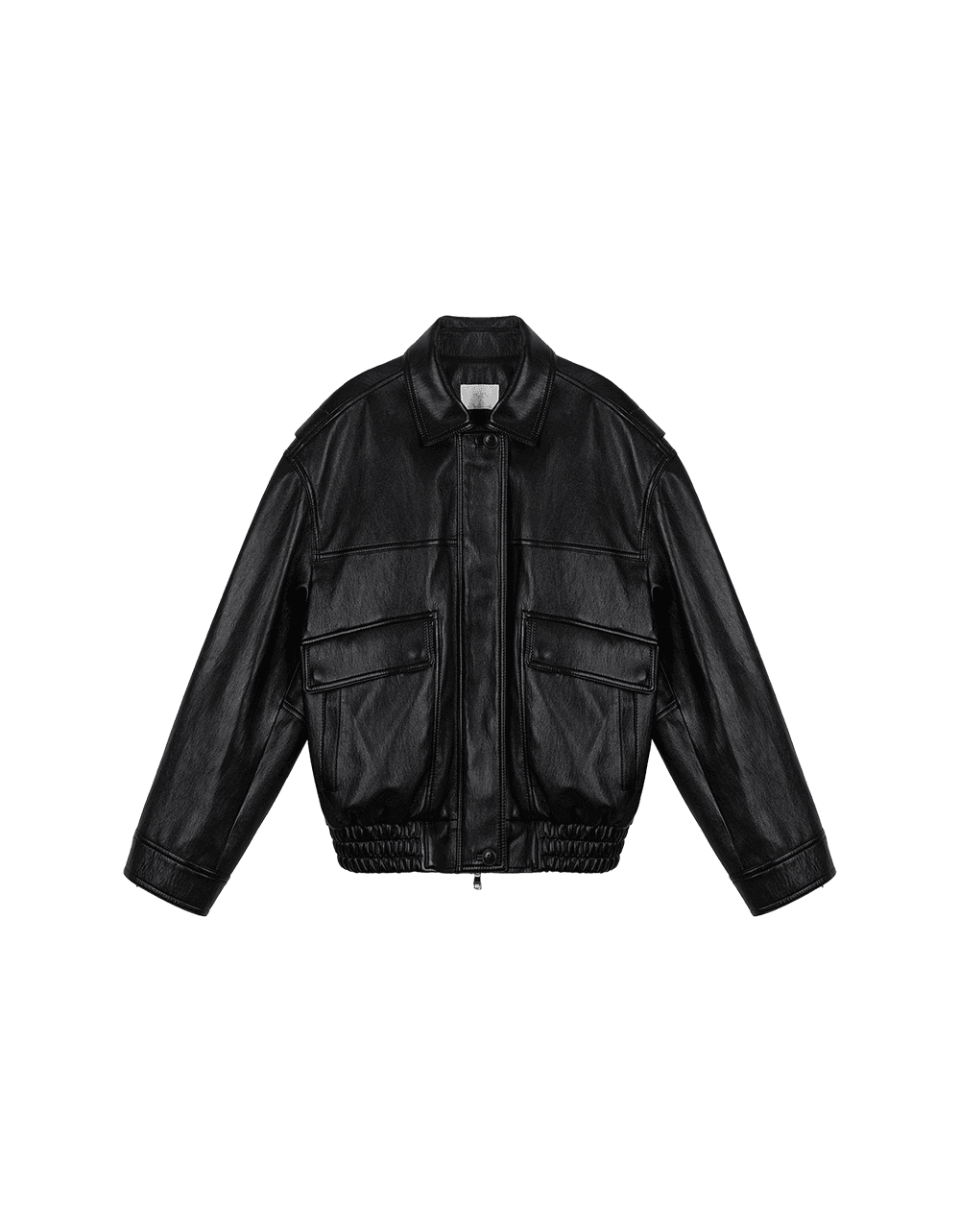 스모크 비건 레더 블루종