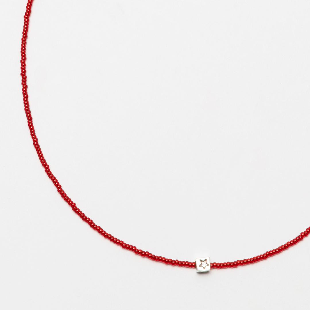 [라이즈 소희 착용]Silver Star Cube Necklace - Cherry & Shine White
