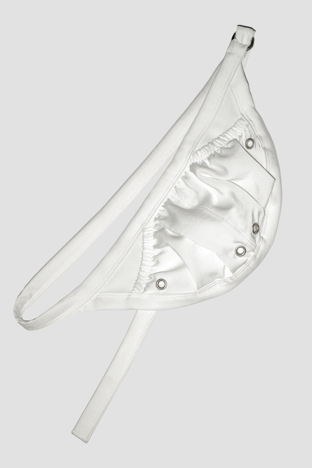 Satin belted bag, Ivory