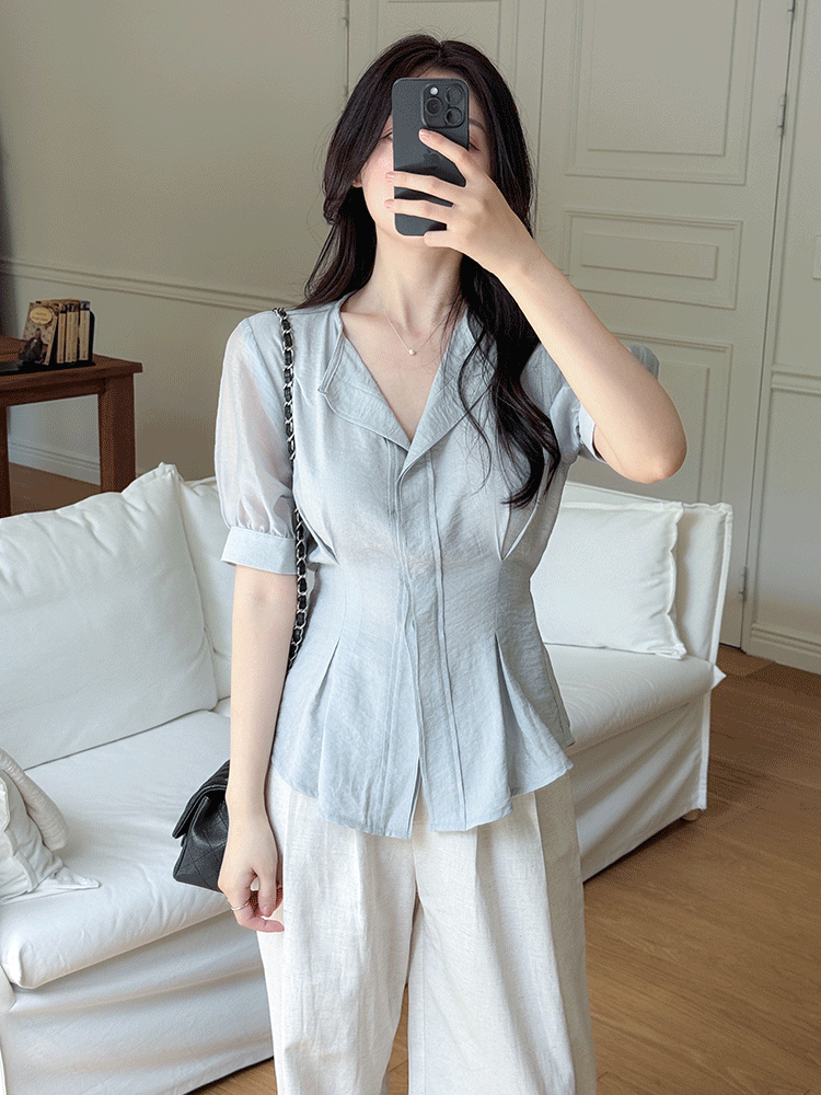 (여름 하객룩) 센느 핀턱 쉬폰 블라우스