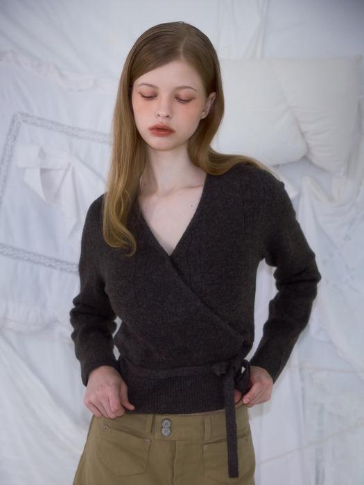 Muse Wrap Rib Knit [Brown]