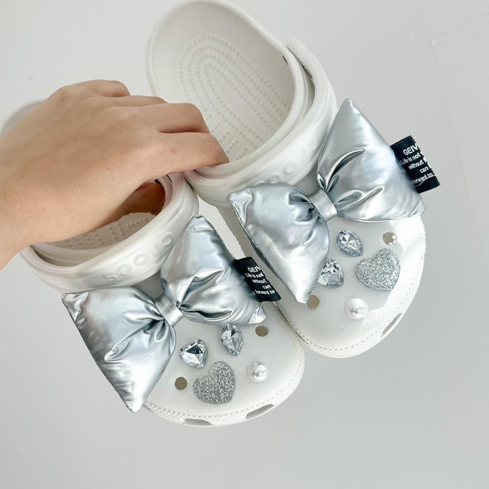 무배(10pcs)실버통통리본 크록스 지비츠세트 자비츠 신발파츠