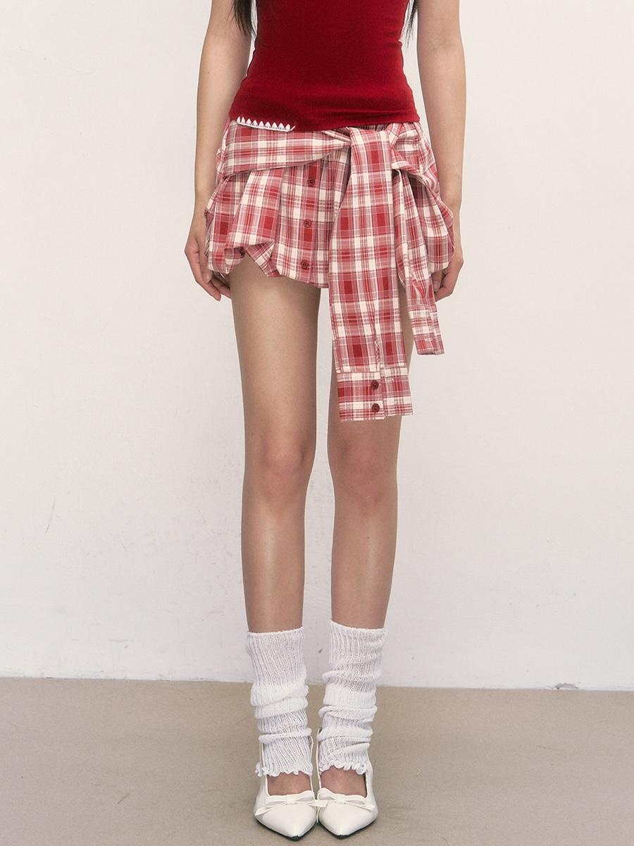 Weekendhub Petit Tartan Strappy Short Skirt