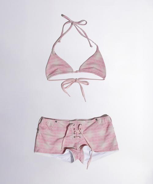 Ombre Plaid Microkini Pink