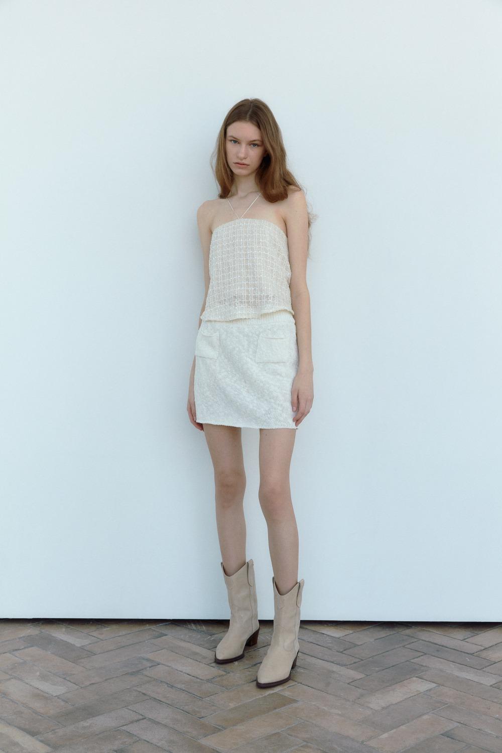 KISES TWEED HALTER-NECK TOP[WHITE] [5/27일 예약발송]