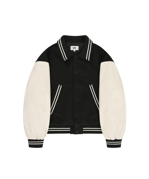 오와이(OY)  ZIGZAG EMBROIDERY VARSITY JACKET - BLACK - 사이즈 & 후기 | 무신사