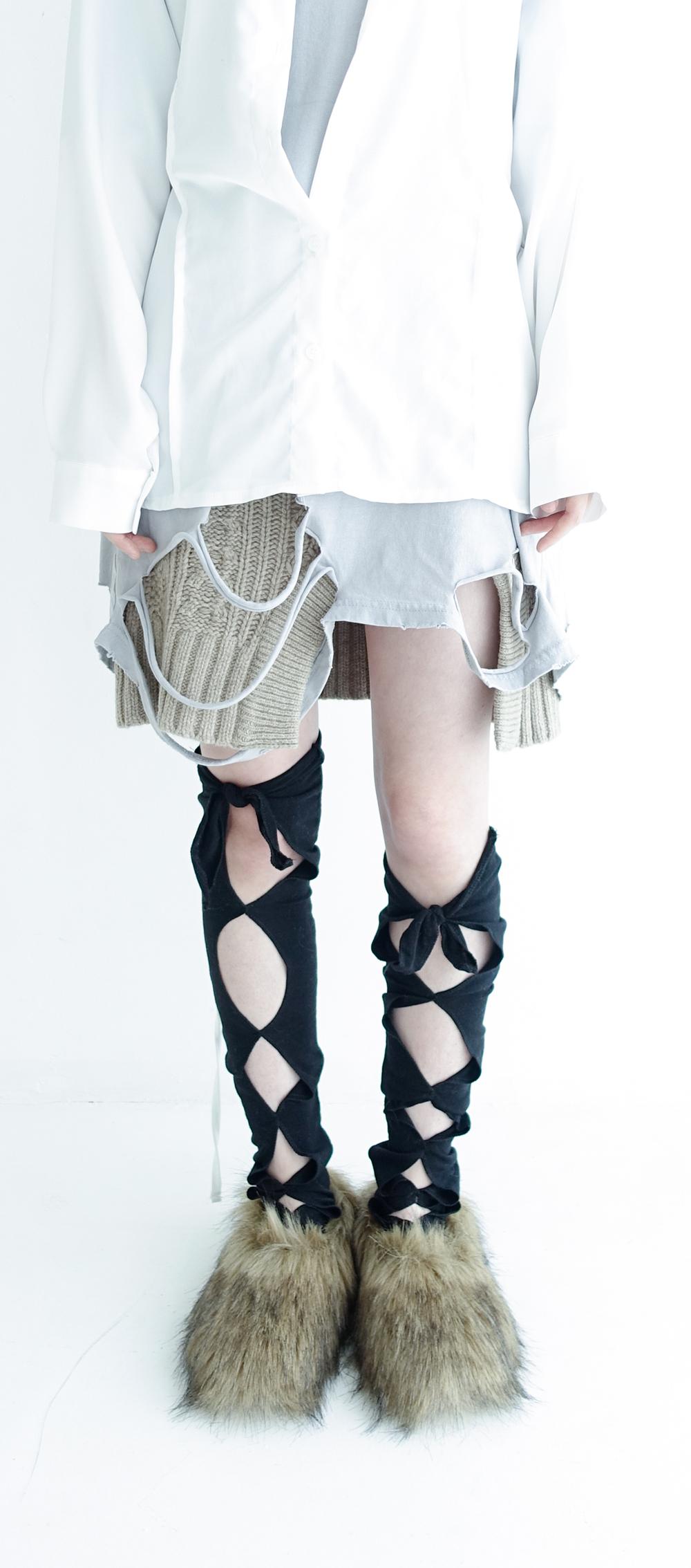 knot tie-up knee socks