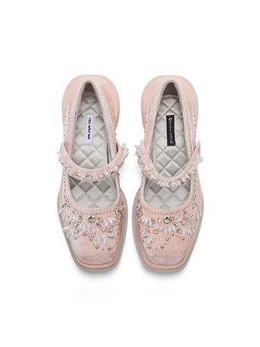 Velvet pearl Shoes - Pink