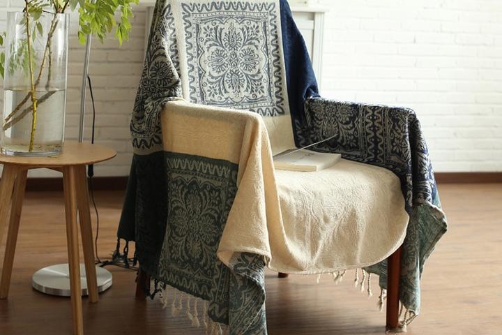 보헤미안 에스닉 양면 니트 감성 쇼파커버 캠핑 블랭킷 담요 베르 2size