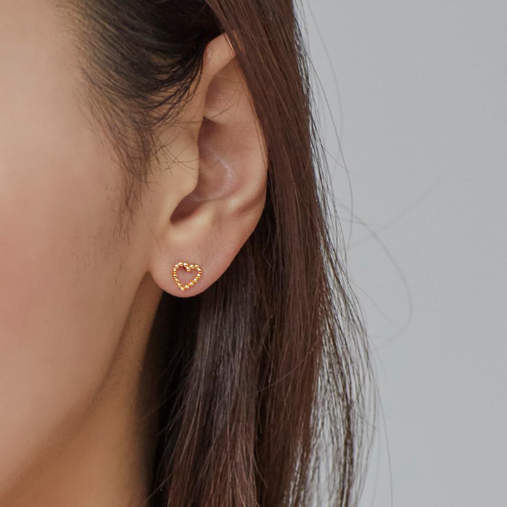골드앤디어 14k 하트 도트라인 귀걸이
