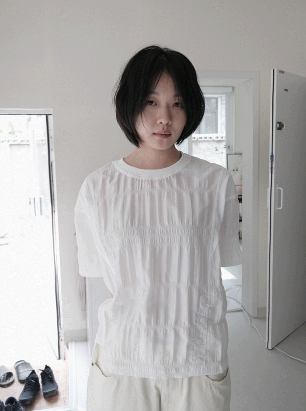 버티컬 링클 블라우스 톱 (2c)