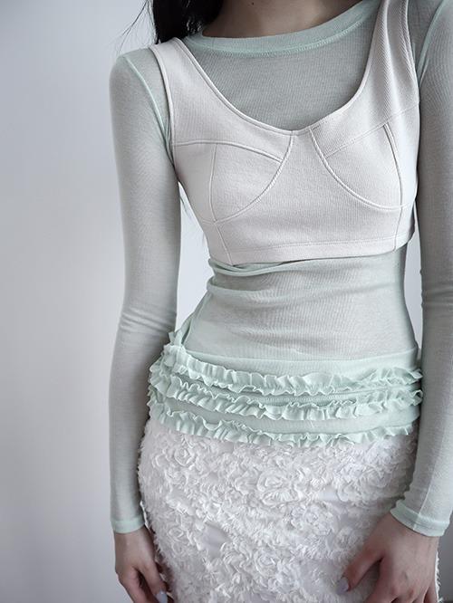 sheer frill t, 3color