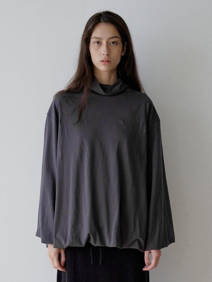 벌룬 하이넥 티셔츠 _ 차콜