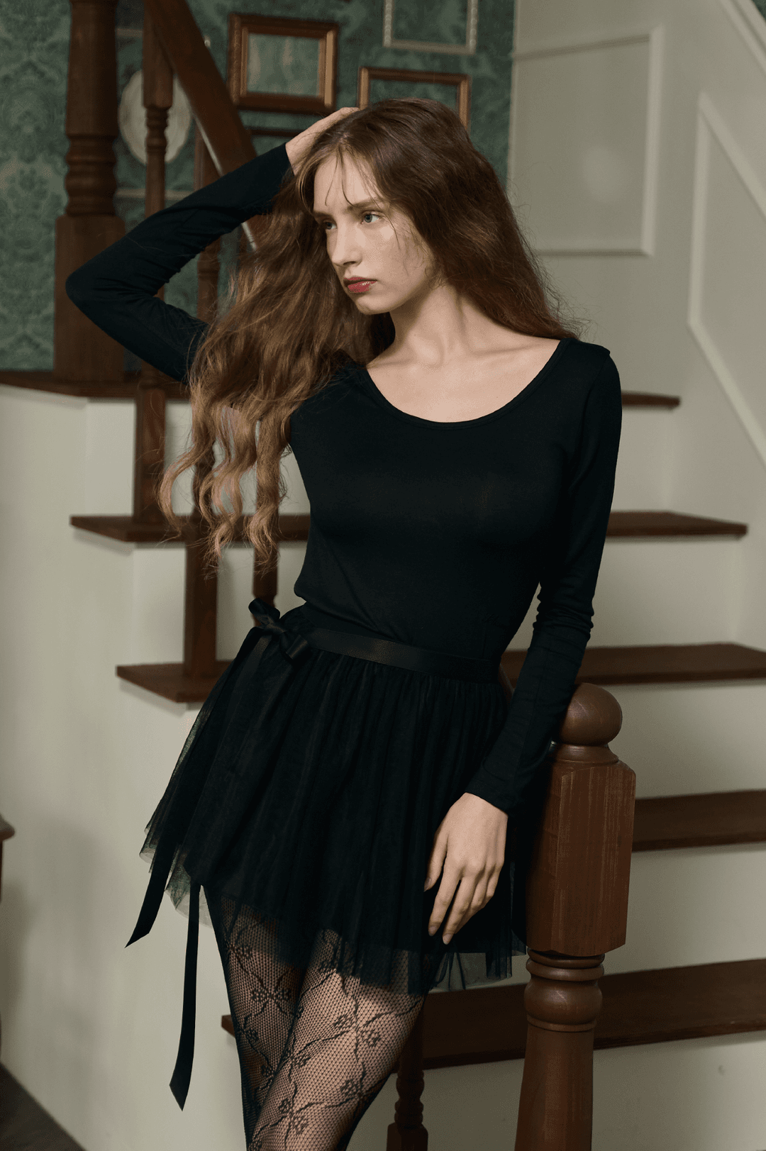 [Pre-order] Ballerina Tutu Ribbon Skirt - Black