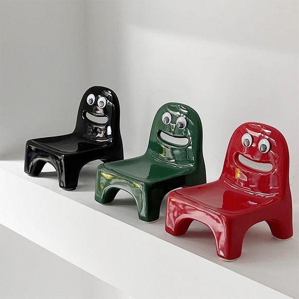 스마일 의자 소품 트레이 인테리어 세라믹 오브제 악세사리 차키 보관함