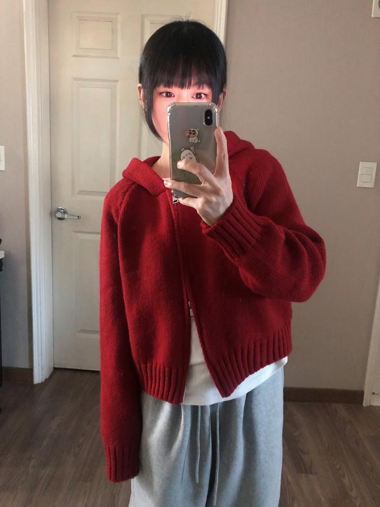 투웨이 니트 후디집업 (4colors)