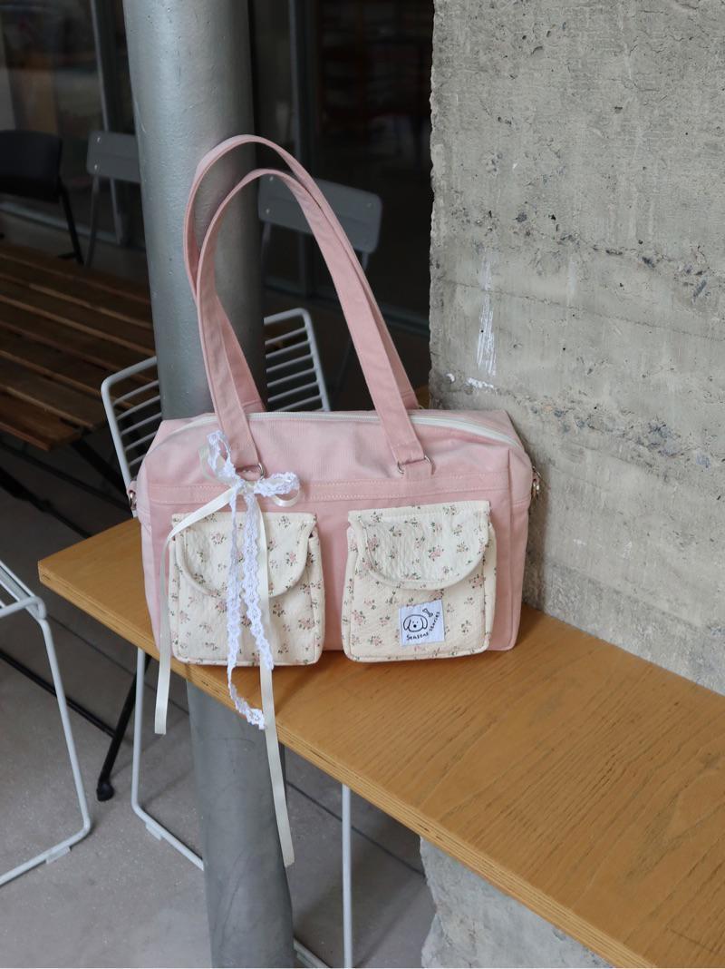 수심 Flower Pocket Bag 플라워 포켓 백 노트북 13인치 아이패드 핑크 가방