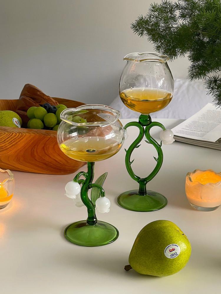 쏠띵즈 잠자는 화이트 마블 꽃망울 와인글라스