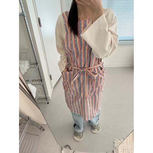 🍿home cafe // 아폴로 스트라이프 롱 앞치마