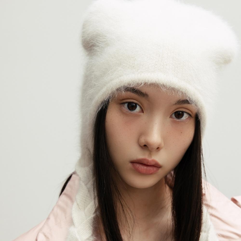 TWIST ANGORA KNIT BEANIE_TT4W302IV