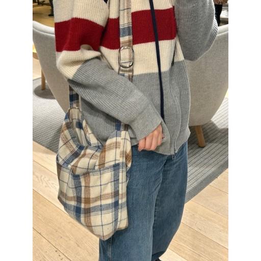 🧸코지 울체크 크로스 숄더백 (beige, navy)