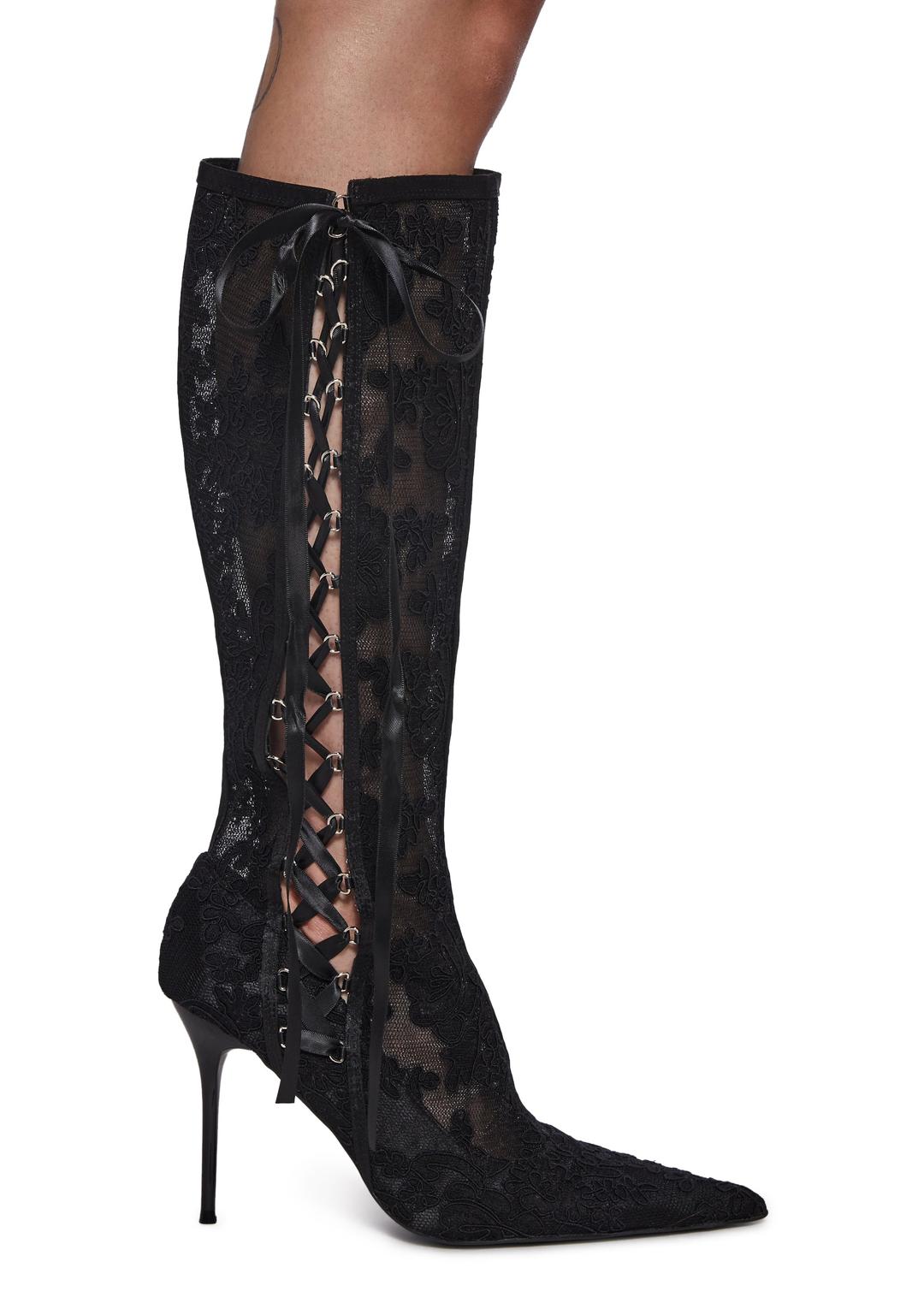 Dream Boulevard Lace Boots - Black - BLACK / US 8