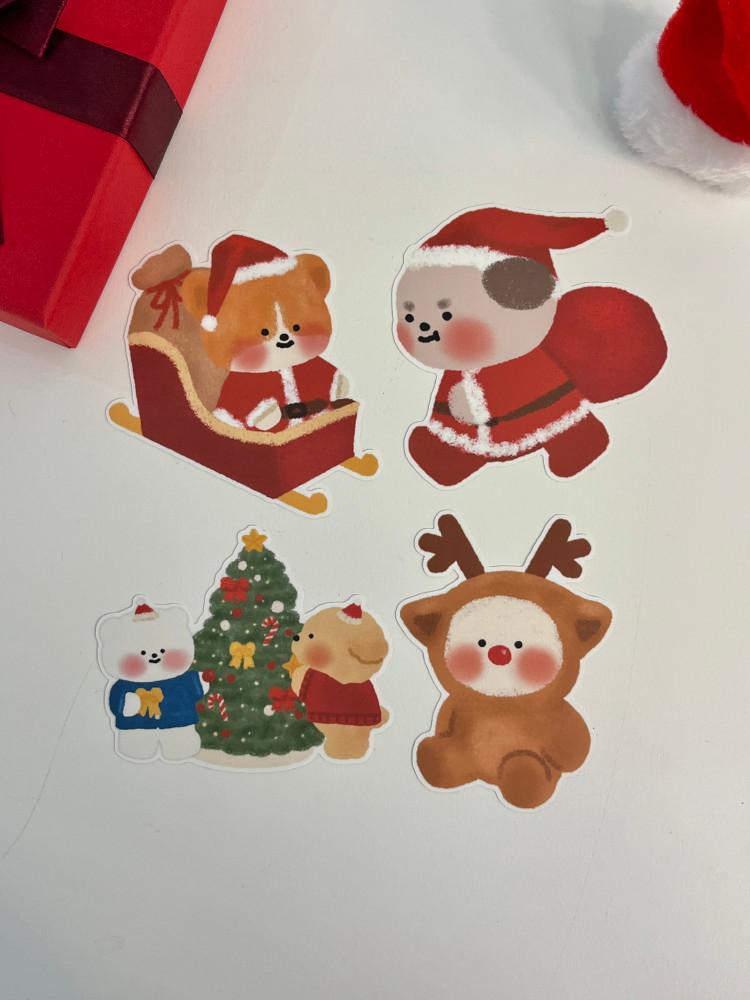 크리스마스 리무버블 스티커 4종 / 노트북/리무버블 스티커