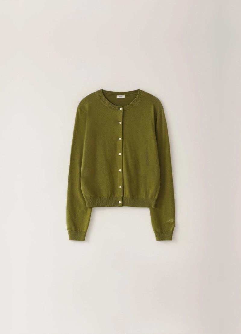 pebblem - Suri Pick! / Modern Button Cardigan - Olive