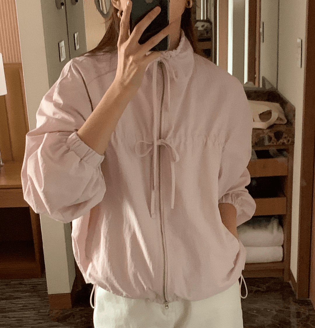 리본 여성바람막이 여름바람막이 간절기 레인자켓