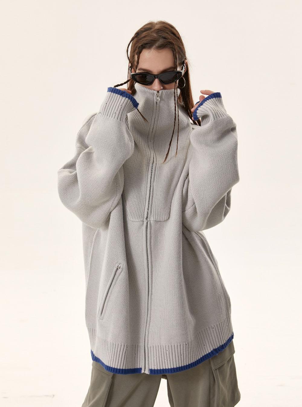Sleeve Coloring Loose Cardigan Sweater