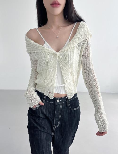 summer knitting long collar cardigan top