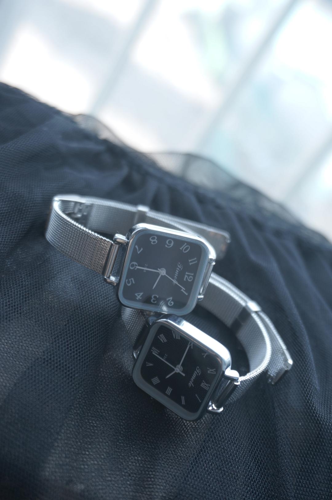 square black mesh watch