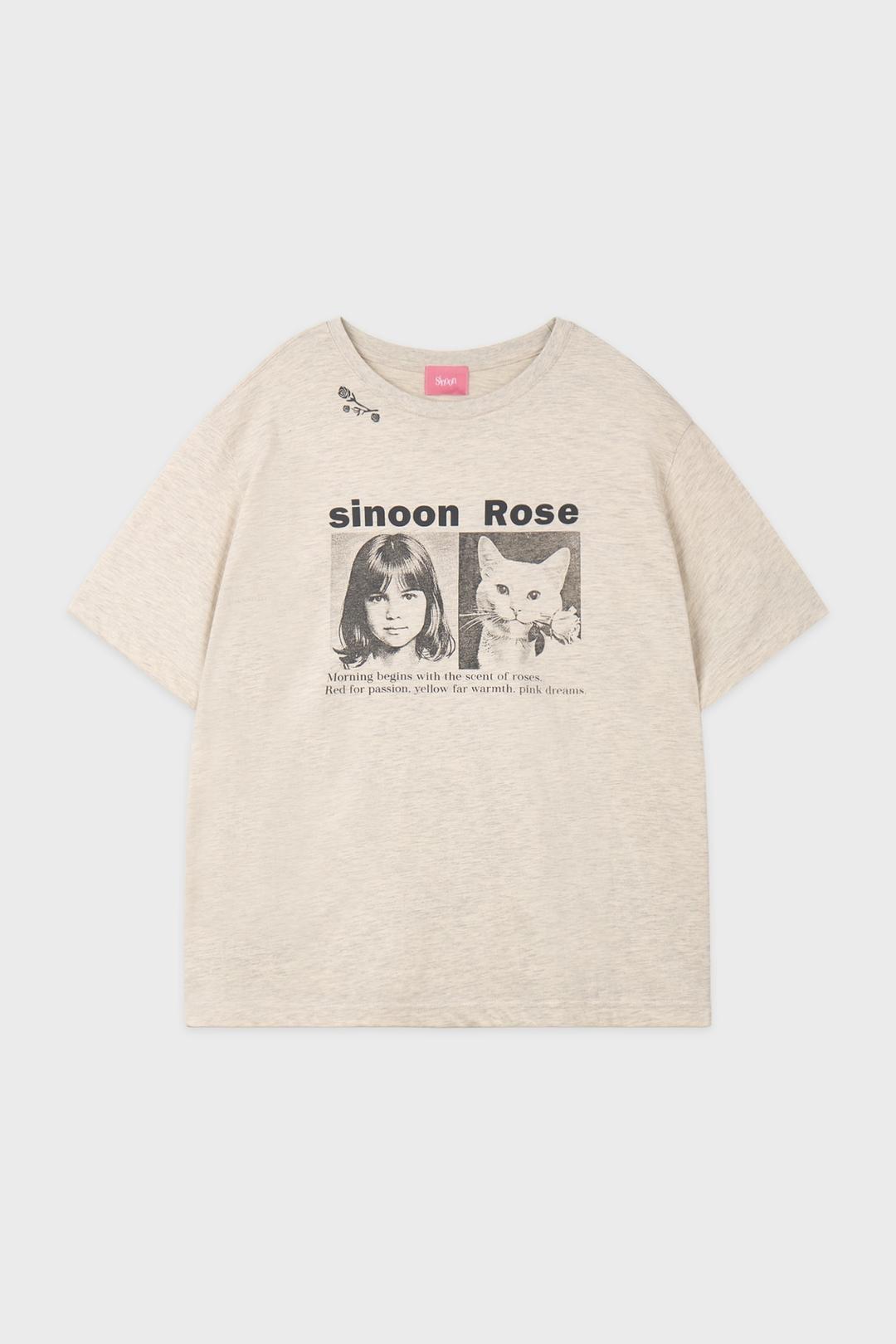 90`s Girl & Cat T-Shirt (Oatmeal)