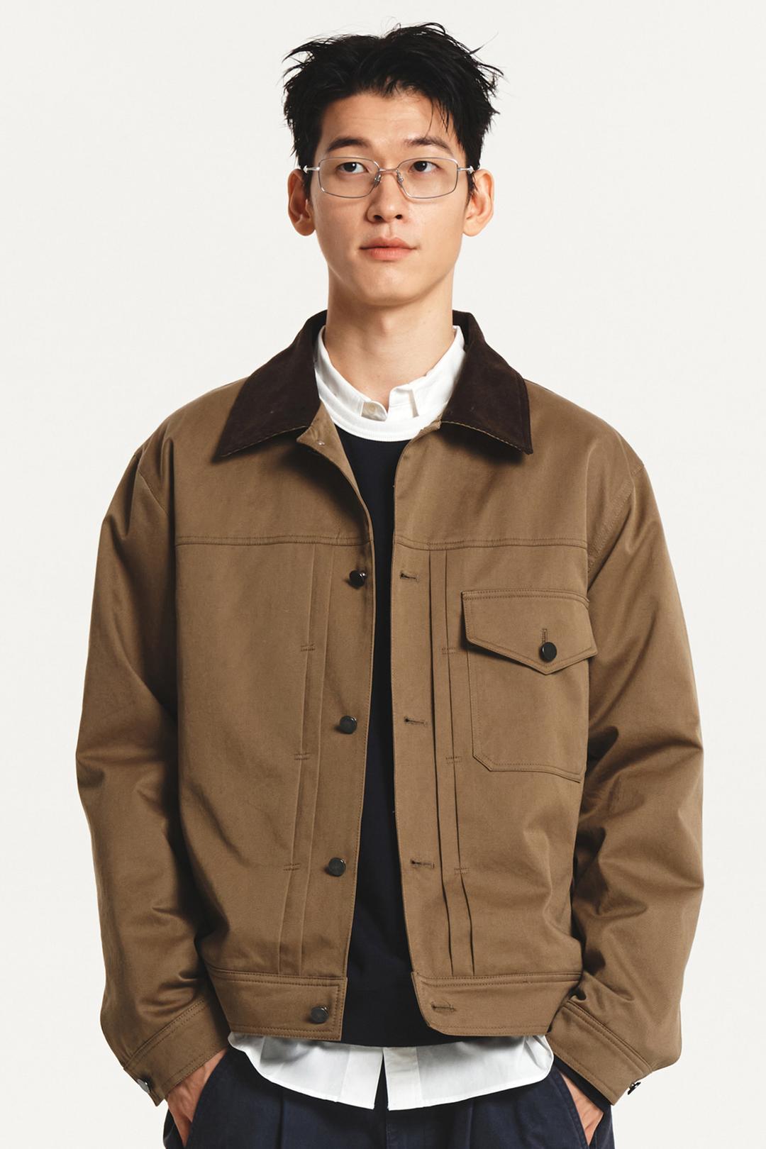 Corduroy Collar Trucker Jacket (beige)